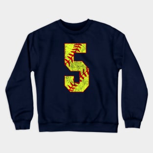 Fastpitch Softball Number 5 #5 Softball Shirt Jersey Uniform Favorite Player Biggest Fan Crewneck Sweatshirt